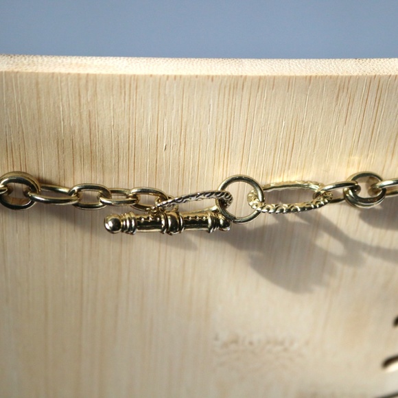 Vintage Tiger's Eye and Faux Coral Bead Choker Necklace Gold Tone Chain - Picture 6 of 6